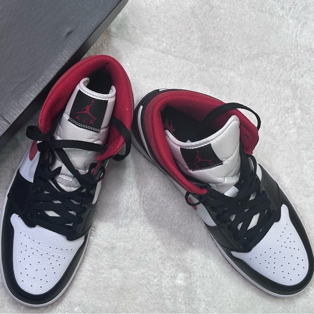 Authentic Air Jordan 1 MID White/Gym Red-Black Men US Size 10